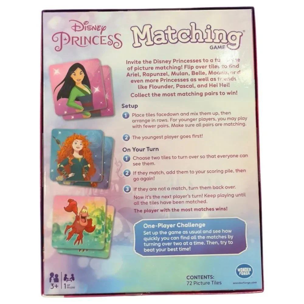 Wonder Forge Disney Princess Kids Matching Game Family Screen-Free Game Night.